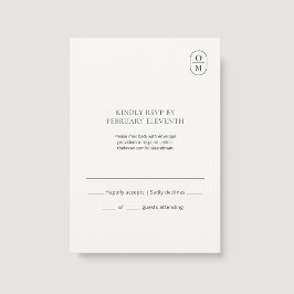 Elegant minimalist monogram bröllops-RSVP OSA Kort