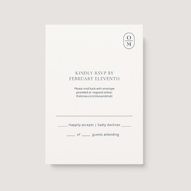 Elegant minimalist monogram bröllops-RSVP OSA Kort (Skapare uppladdad)