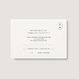 Elegant minimalist monogram bröllops-RSVP OSA Kort