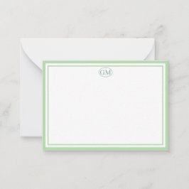 Elegant Minimalist Monogram Green Two Border Anteckningskort