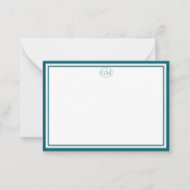Elegant Minimalist Monogram Navy Border Note Cards Anteckningskort