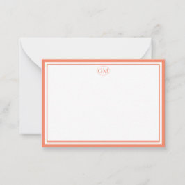 Elegant Minimalist Monogram Orange Two Border Anteckningskort