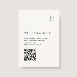 Elegant minimalist monogram QR bröllpswebbplats Tilläggskort