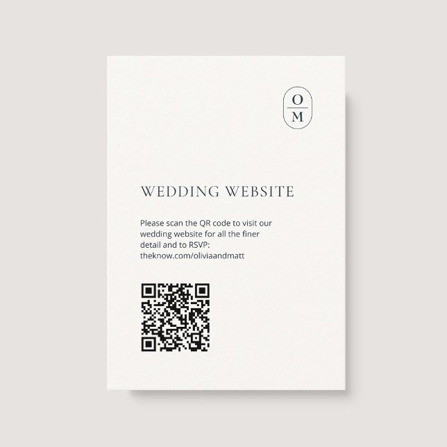 Elegant minimalist monogram QR bröllpswebbplats Tilläggskort (Skapare uppladdad)