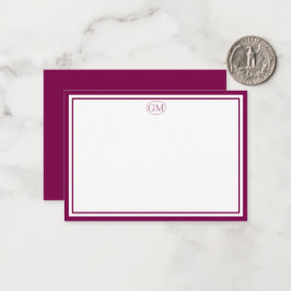 Elegant minimalist monogram RÖD två ramar Anteckningskort