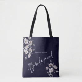 Elegant minimalist mörk marin vattenfärg brudtjäna tygkasse
