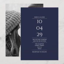 Elegant minimalist mörkblå foto bröllopsdatum