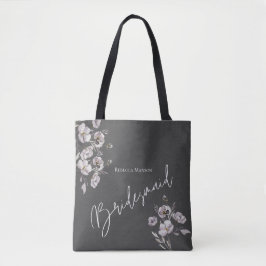 Elegant minimalist mörkgrå akvarell brudtjänstefli tygkasse