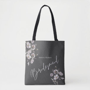 Elegant minimalist mörkgrå akvarell brudtjänstefli tygkasse