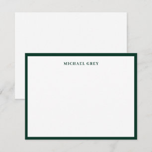 Elegant minimalist mörkgrön namn kant Flat Anteckningskort
