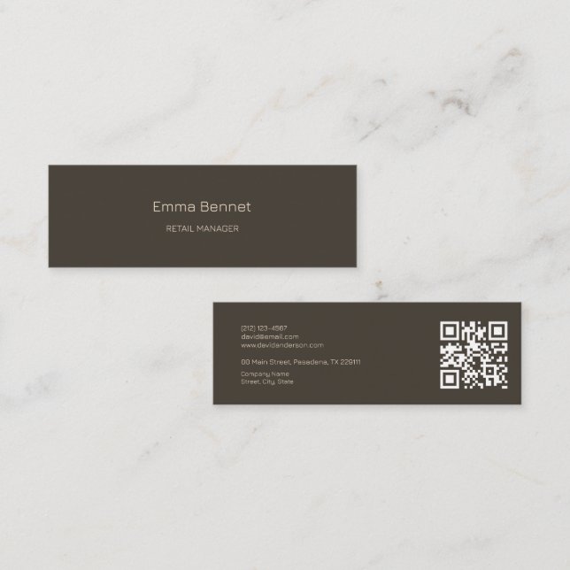 Elegant Minimalist Namn Company - information Qr-k Mini Visitkort (Fram/baksida)