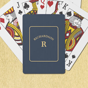 Elegant minimalist navy & guld bridge solitaire  casinokort
