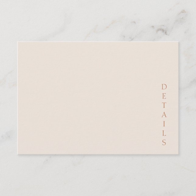 Elegant minimalist öken sand koppar bröllop tilläggskort (Framsida)