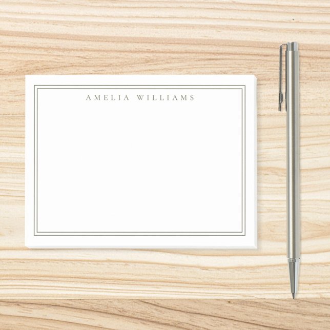 Elegant Minimalist Olive Green Two Border Post-it Block (Skapare uppladdad)