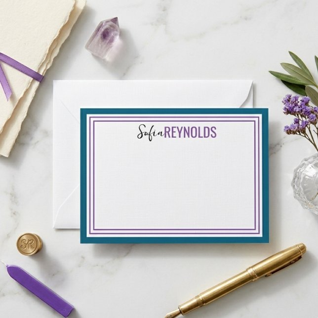 Elegant minimalist olivgrön två gränsdesign anteckningskort (Elegant Minimalist Olive Green Two Border Note Card
)
