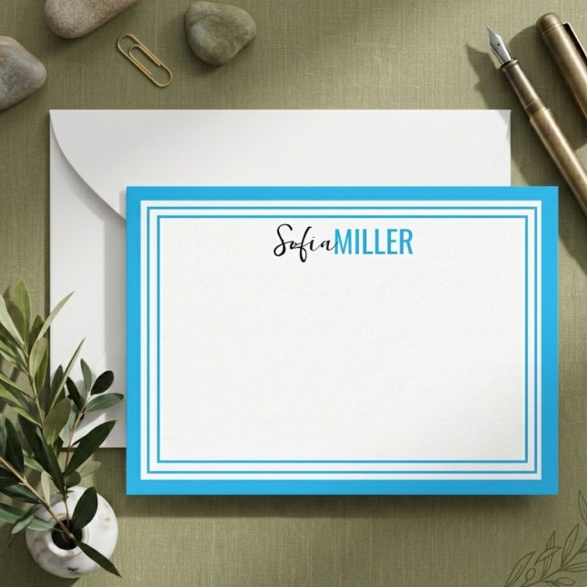 Elegant minimalist olivgrön två ramar anteckningskort (Elegant Minimalist Olive Green Two Border Note Card
)