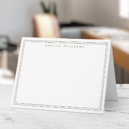 Elegant minimalist olivgrön två ramar anteckningskort