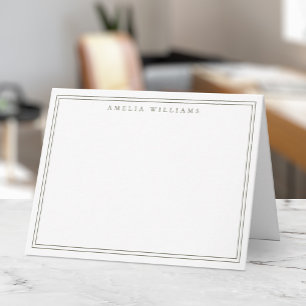 Elegant minimalist olivgrön två ramar anteckningskort