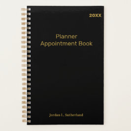 Elegant Minimalist Personalized Logo Black Planner
