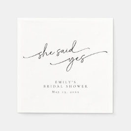 Elegant, minimalist personlig bröllopsdusch pappersservett