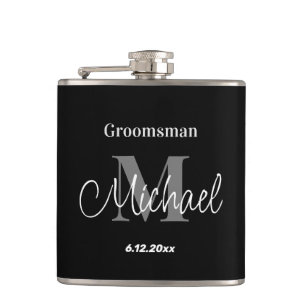 elegant minimalist personlig groomsman black fickplunta