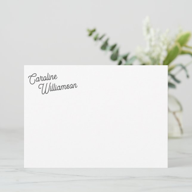 Elegant Minimalist Personlig Stationery Anteckningskort (Stående Fram)