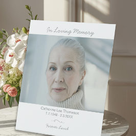 Elegant Minimalist Photo Funeral Pedestal Sign