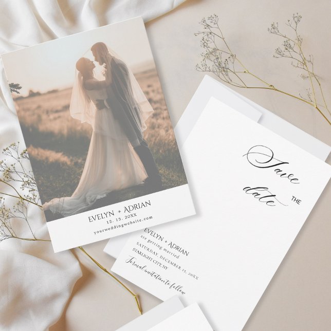 Elegant Minimalist Photo wedding Save The Date  Spara Datumet (Skapare uppladdad)