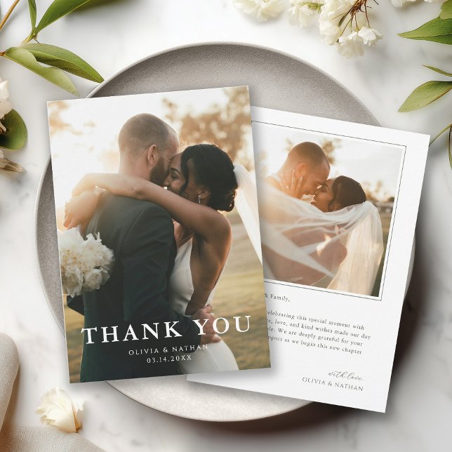 Elegant Minimalist Photo Wedding Tack Kort (Skapare uppladdad)