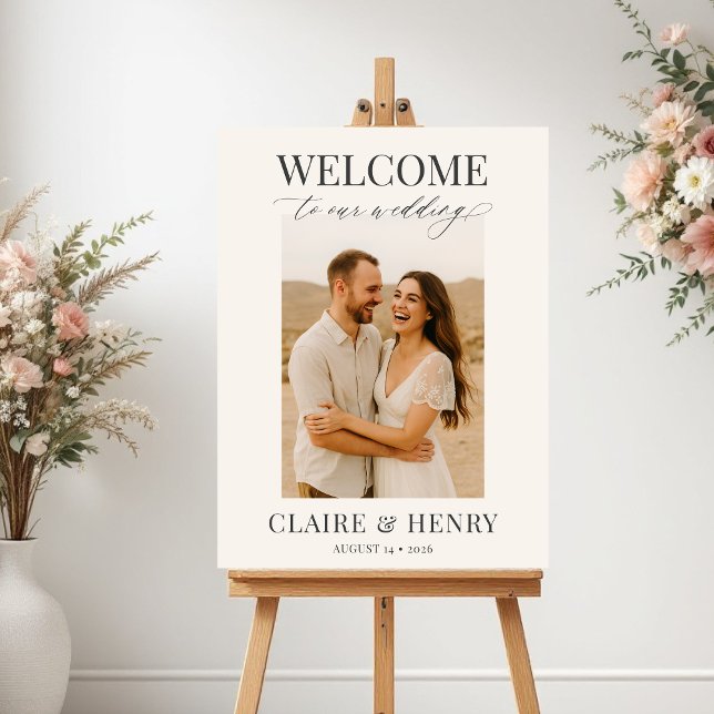 Elegant Minimalist Photo Wedding Welcome  Poster (Skapare uppladdad)