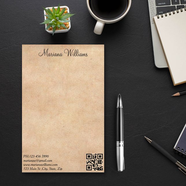 elegant minimalist qr code business brunbrun brevpapper (Skapare uppladdad)