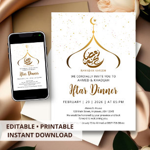 Elegant minimalist Ramadan Iftar middagsinbjudan Inbjudningar