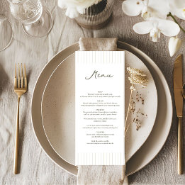 Elegant minimalist randig grön bröllopsklädsel meny