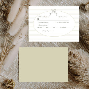 Elegant minimalist randig grön bröllopsklädsel OSA kort