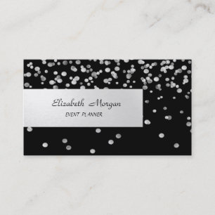 Elegant Minimalist,Randig,Svart,Konfetti Visitkort