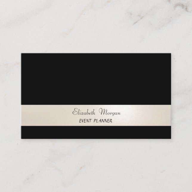 Elegant Minimalist, Randig, Svart Visitkort (Framsida)