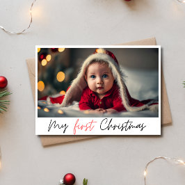 Elegant Minimalist Red Min första jul-Helgdag Julkort