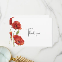 Elegant Minimalist Red Poppy Flowers Bröllop