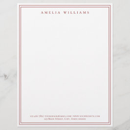 Elegant Minimalist Red Two Border Brevhuvud