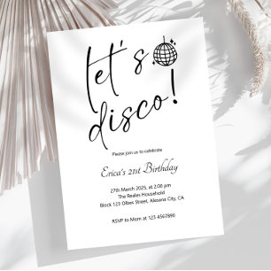 Elegant minimalist retro Let's Disco födelsedag Inbjudningar