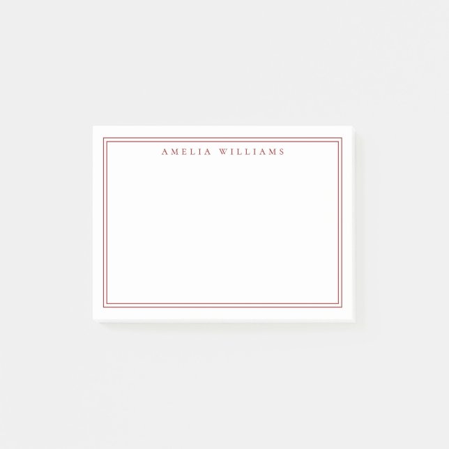 Elegant minimalist röd dubbelkant post-it block (Framsida)