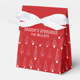 Elegant minimalist röd och vit julgran presentaskar