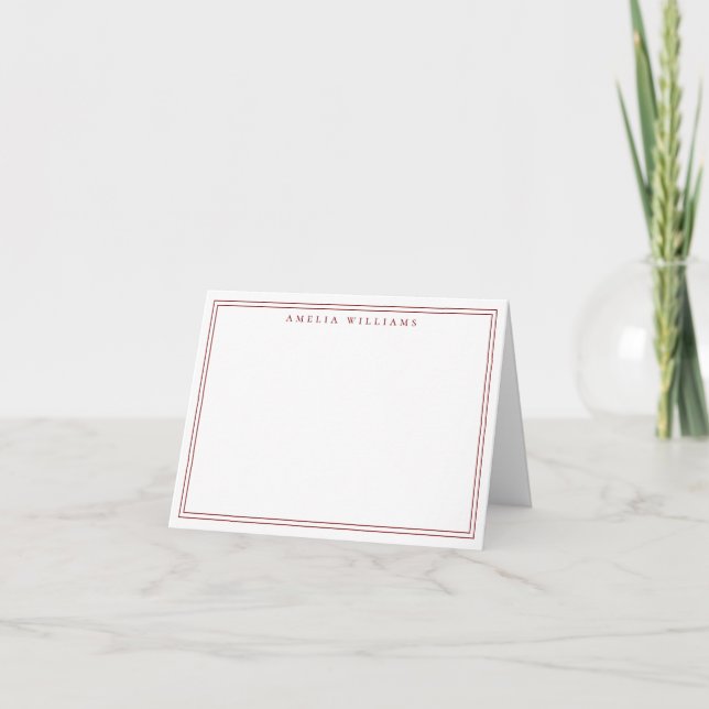 Elegant minimalist röd två ramar anteckningskort (Framsida)