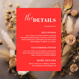 Elegant minimalist röda detaljer Följesedel Tilläggskort