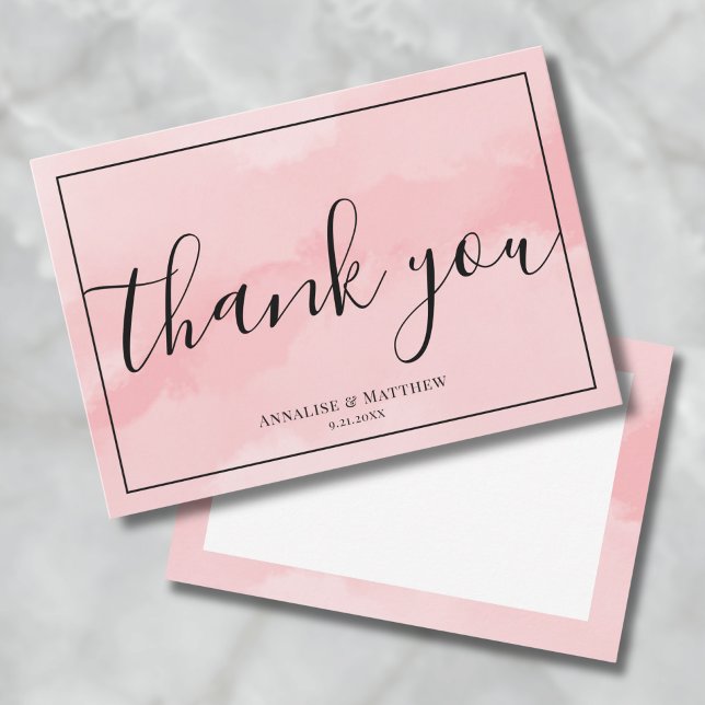 Elegant minimalist rosa bröllop tack kort (Elegant Minimalist Pink Wedding Thank You Card )