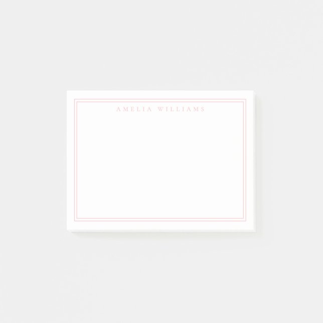 Elegant minimalist rosa dubbelkant post-it block (Framsida)