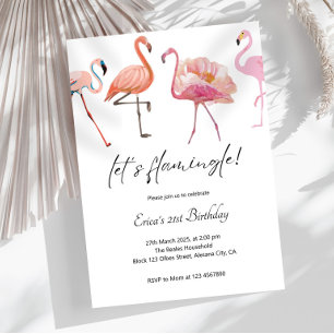 Elegant minimalist rosa Let's Flamingle Flamingo Inbjudningar