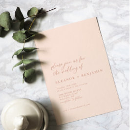Elegant minimalist rosabränd rosa chic bröllop inbjudningar