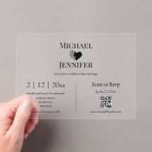 elegant minimalist RSVP QR-kod bröllop tydlig