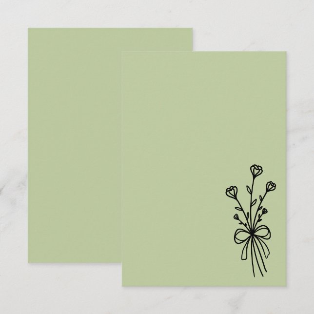 Elegant Minimalist Sage Green Inbjudningar (Fram/baksida)